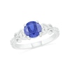 Thumbnail Image 0 of 7.0mm Lab-Created Blue and White Sapphire Heart-Sides Ring in Sterling Silver
