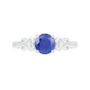 Thumbnail Image 2 of 7.0mm Lab-Created Blue and White Sapphire Heart-Sides Ring in Sterling Silver