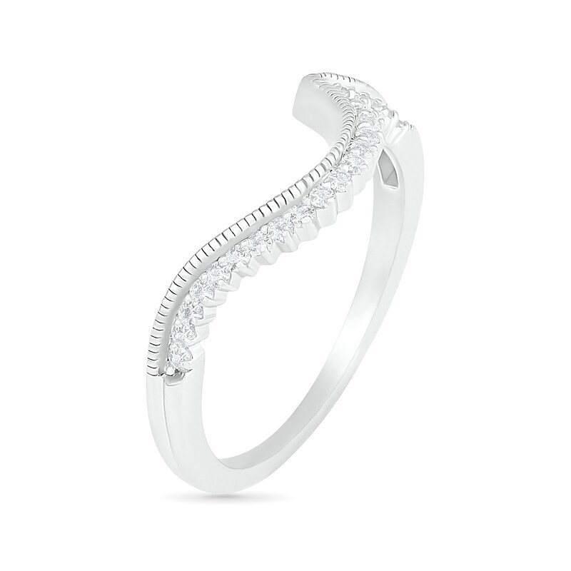 Main Image 9 of 7.0mm Lab-Created Blue and White Sapphire Sunburst Bypass Frame Vintage-Style Bridal Set in Sterling Silver