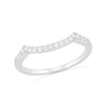 6.0mm White Lab-Created Sapphire Swirl Frame Twist Split Shank Bridal Set in Sterling Silver