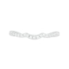 7.0mm White Lab-Created Sapphire Ship's Wheel Frame Three Stone Split Shank Bridal Set in Sterling Silver