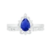 Thumbnail Image 3 of Pear-Shaped Lab-Created Blue and White Sapphire Ornate Frame Vintage-Style Bridal Set in Sterling Silver