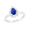 Thumbnail Image 4 of Pear-Shaped Lab-Created Blue and White Sapphire Ornate Frame Vintage-Style Bridal Set in Sterling Silver