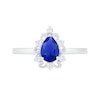 Thumbnail Image 5 of Pear-Shaped Lab-Created Blue and White Sapphire Ornate Frame Vintage-Style Bridal Set in Sterling Silver