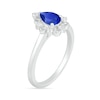 Thumbnail Image 6 of Pear-Shaped Lab-Created Blue and White Sapphire Ornate Frame Vintage-Style Bridal Set in Sterling Silver