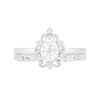 Thumbnail Image 3 of Pear-Shaped White Lab-Created Sapphire Ornate Frame Vintage-Style Bridal Set in Sterling Silver