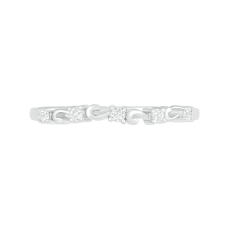 Main Image 8 of Pear-Shaped White Lab-Created Sapphire Ornate Frame Vintage-Style Bridal Set in Sterling Silver
