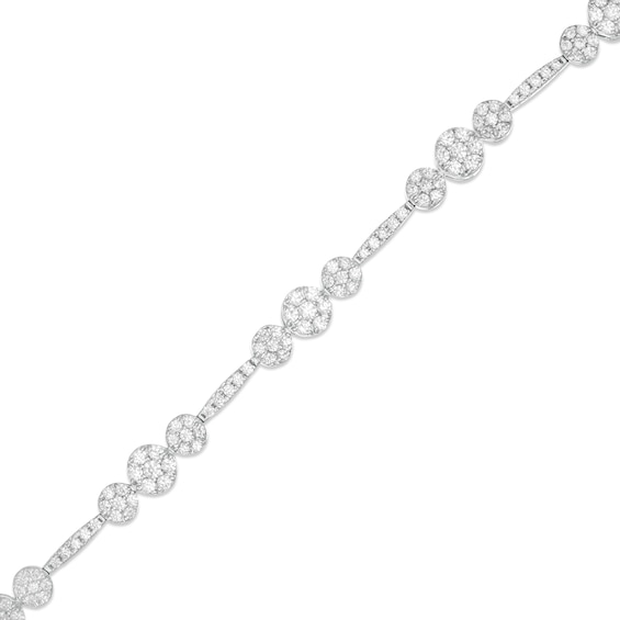 2.00 CT. T.W. Composite Diamond Three Stone Station Bracelet in 10K White Gold - 7.25"