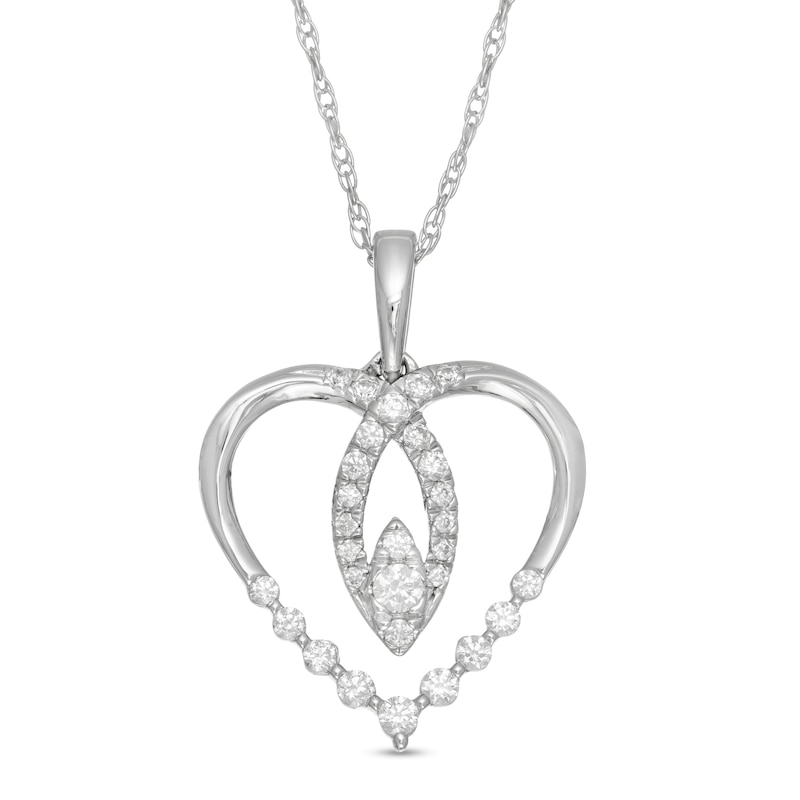 0.33 CT. T.W. Diamond Heart Pendant in 10K White Gold|Peoples Jewellers