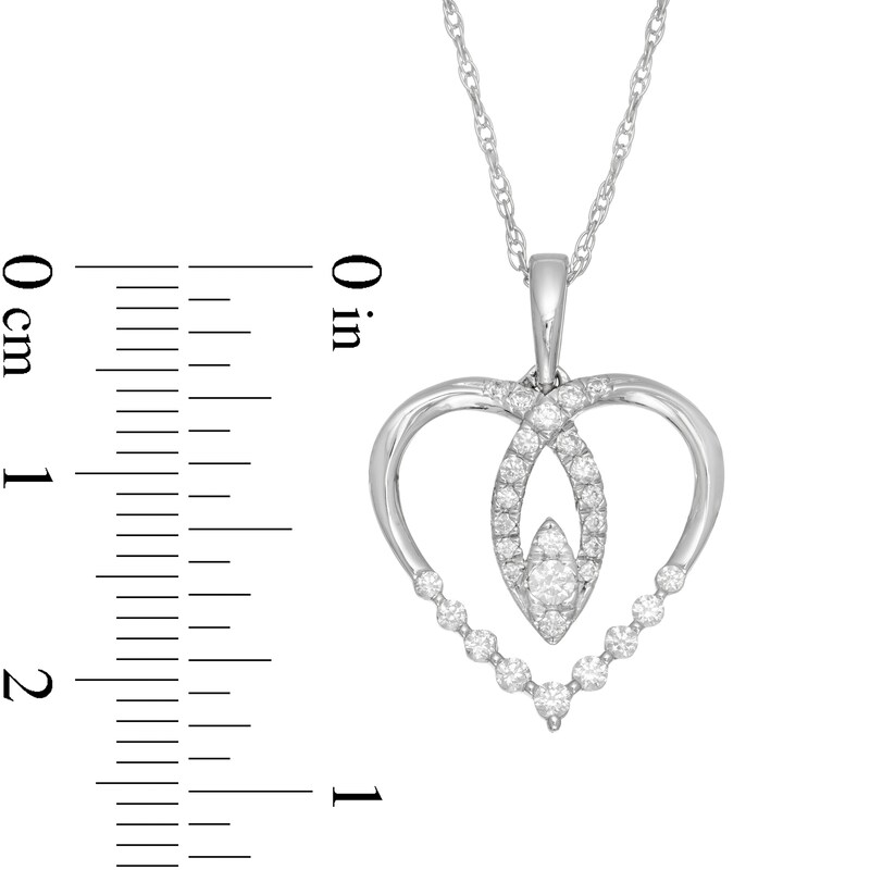 Main Image 3 of 0.33 CT. T.W. Diamond Heart Pendant in 10K White Gold