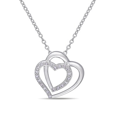 0.10 CT. T.W. Diamond Double Heart Pendant in Sterling Silver