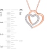 Thumbnail Image 2 of 0.10 CT. T.W. Diamond Double Heart Pendant in Sterling Silver with 18K Rose Gold Plate