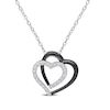 Thumbnail Image 1 of 0.10 CT. T.W. Diamond Double Heart Pendant in Sterling Silver and Black Rhodium