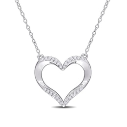 0.14 CT. T.W. Diamond Heart Necklace in Sterling Silver - 17"