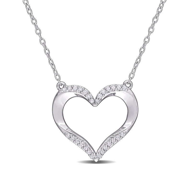 0.14 CT. T.W. Diamond Heart Necklace in Sterling Silver - 17"