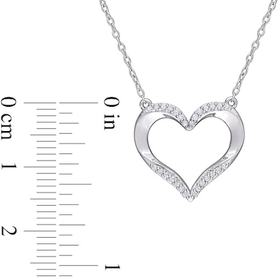 0.14 CT. T.W. Diamond Heart Necklace in Sterling Silver - 17"
