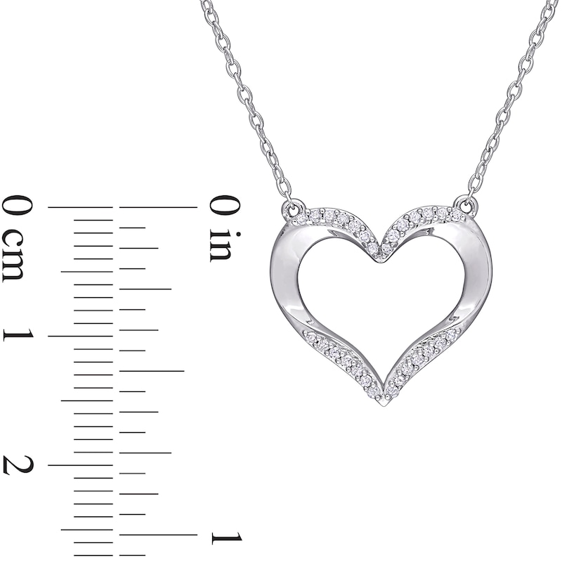 Main Image 3 of 0.14 CT. T.W. Diamond Heart Necklace in Sterling Silver - 17"