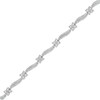 Thumbnail Image 1 of 1.00 CT. T.W. Diamond Wavy Flower Station Bracelet in Sterling Silver - 7.25"