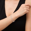 Thumbnail Image 2 of 1.00 CT. T.W. Diamond Wavy Flower Station Bracelet in Sterling Silver - 7.25"