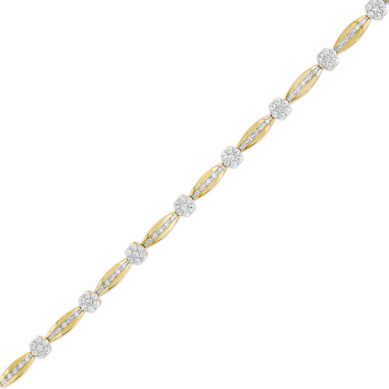 1.00 CT. T.W. Diamond Flower Station Line Bracelet in 10K Gold