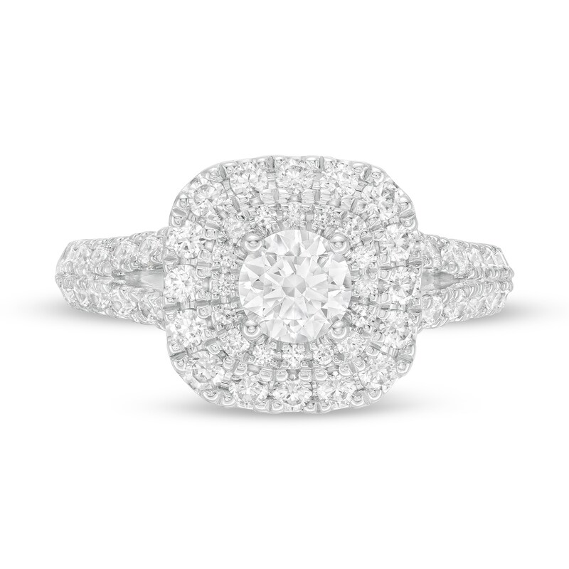 Vera Wang Love Collection 1.45 CT. T.W. Diamond Double Cushion Frame Engagement Ring in 14K White Gold