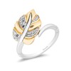 Thumbnail Image 0 of Enchanted Disney Moana 0.085 CT. T.W. Diamond Leaf Bypass Ring in Sterling Silver and 10K Gold