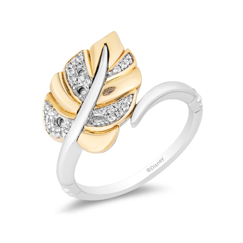 Enchanted Disney Moana 0.085 CT. T.W. Diamond Leaf Bypass Ring in Sterling Silver and 10K Gold