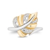 Thumbnail Image 3 of Enchanted Disney Moana 0.085 CT. T.W. Diamond Leaf Bypass Ring in Sterling Silver and 10K Gold