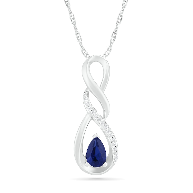 Pear-Shaped Lab-Created Blue and White Sapphire Cascading Infinity Pendant in Sterling Silver|Peoples Jewellers