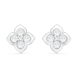 Lab-Created White Sapphire Flower Stud Earrings in Sterling Silver