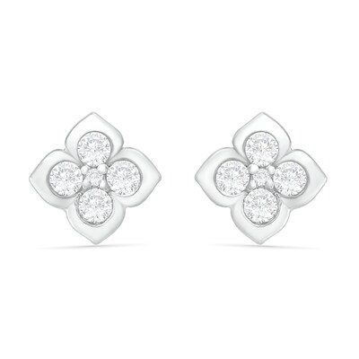Lab-Created White Sapphire Flower Stud Earrings in Sterling Silver