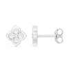 Lab-Created White Sapphire Flower Stud Earrings in Sterling Silver