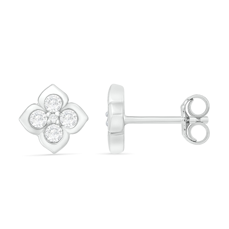 Lab-Created White Sapphire Flower Stud Earrings in Sterling Silver