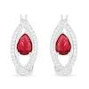 Thumbnail Image 0 of Pear-Shaped Lab-Created Ruby and White Sapphire Marquise Orbit Frame Hoop Earrings in Sterling Silver