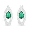 Thumbnail Image 0 of Pear-Shaped Lab-Created Emerald and White Sapphire Marquise Orbit Frame Hoop Earrings in Sterling Silver