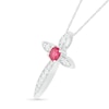 Thumbnail Image 2 of 4.0mm Lab-Created Ruby and White Sapphire Vintage-Style Cross Pendant in Sterling Silver
