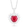 Thumbnail Image 0 of 7.0mm Heart-Shaped Lab-Created Ruby and White Sapphire Shadow Frame Pendant in Sterling Silver