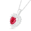 Thumbnail Image 1 of 7.0mm Heart-Shaped Lab-Created Ruby and White Sapphire Shadow Frame Pendant in Sterling Silver