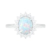 Thumbnail Image 2 of Oval Lab-Created Opal and White Sapphire Starburst Frame Ring in Sterling Silver