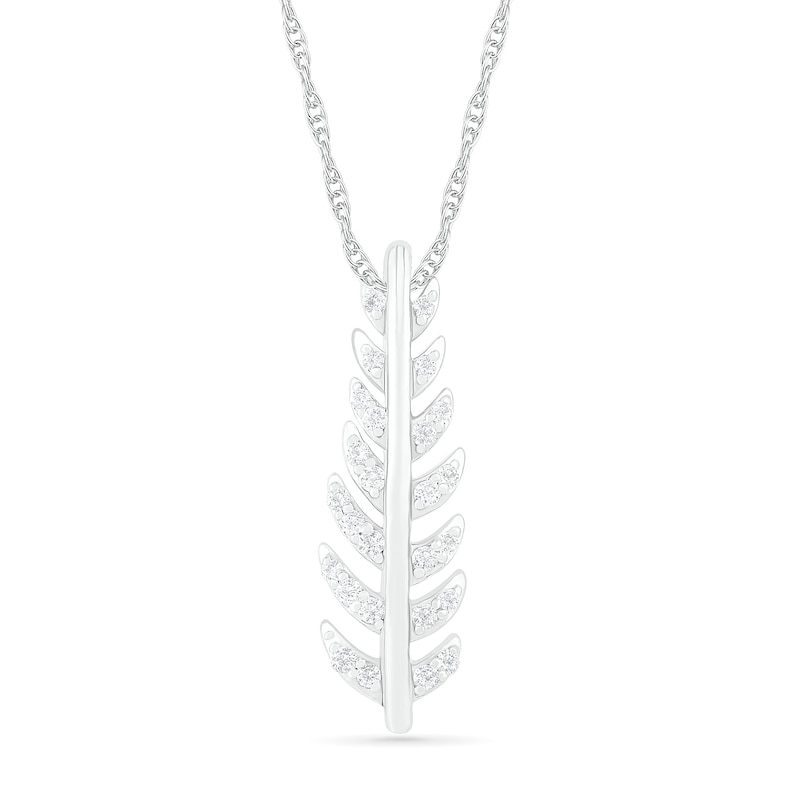 Lab-Created White Sapphire Feather Pendant in Sterling Silver|Peoples Jewellers