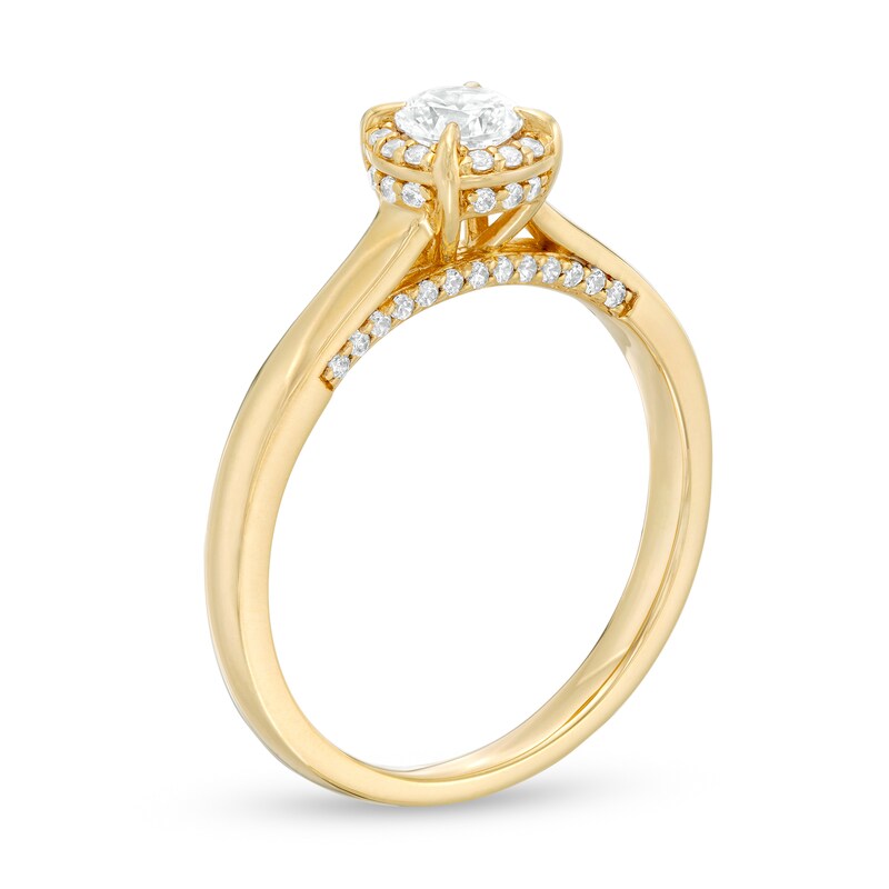 Main Image 3 of 0.45 CT. T.W. Diamond Frame Engagement Ring in 14K Gold (I/I2)