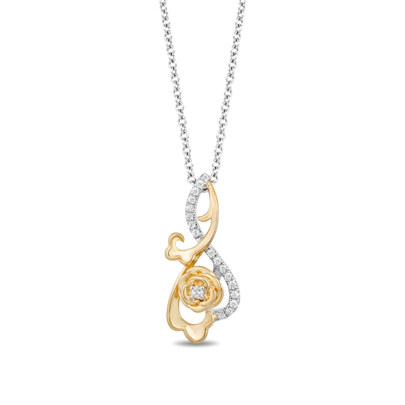 Main Image 1 of Collector's Edition Enchanted Disney Beauty and the Beast Diamond Pendant in Sterling Silver