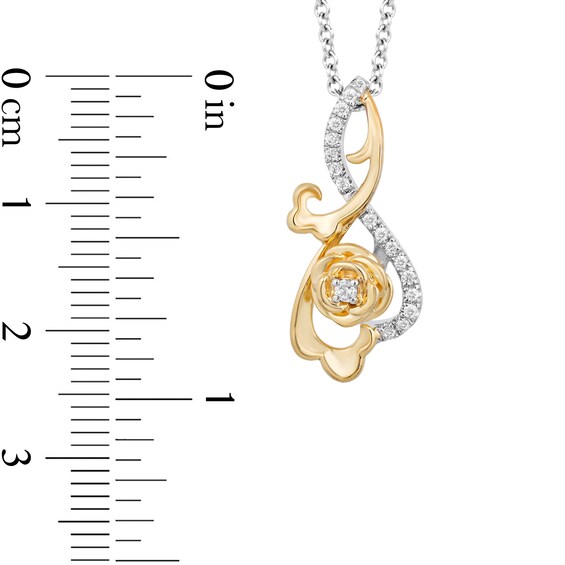 Collector's Edition Enchanted Disney Beauty and the Beast Diamond Pendant in Sterling Silver