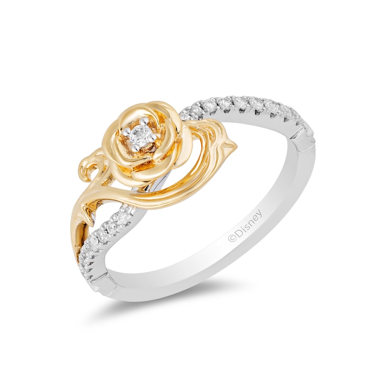 Main Image 1 of Collector's Edition Enchanted Disney Beauty and the Beast Diamond Ring in Sterling Silver and 10K Gold