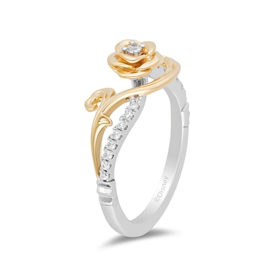 Collector's Edition Enchanted Disney Beauty and the Beast Diamond Ring in Sterling Silver and 10K Gold