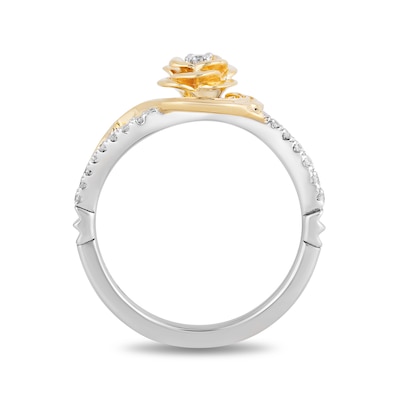 Collector's Edition Enchanted Disney Beauty and the Beast Diamond Ring in Sterling Silver and 10K Gold