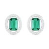 Thumbnail Image 1 of Emerald-Cut Lab-Created Emerald and White Sapphire Open Oval Frame Drop Earrings in Sterling Silver