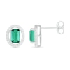 Thumbnail Image 3 of Emerald-Cut Lab-Created Emerald and White Sapphire Open Oval Frame Drop Earrings in Sterling Silver
