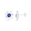 Thumbnail Image 3 of 4.0mm Lab-Created Blue and White Sapphire Swirl Petal Frame Flower Stud Earrings in Sterling Silver