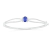 Thumbnail Image 0 of Oval Lab-Created Blue and White Sapphire Collar Double Row Loop Split Bangle in Sterling Silver